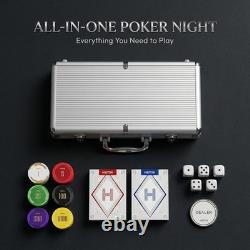 Clay Poker Chips Set 500 PCS with Denominations, 14g Clay Composite Weighted Cas