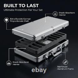 Clay Poker Chips Set 500 PCS with Denominations, 14g Clay Composite Weighted Cas