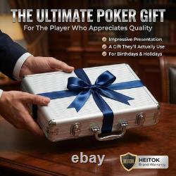 Clay Poker Chips Set 500 PCS with Denominations, 14g Clay Composite Weighted Cas