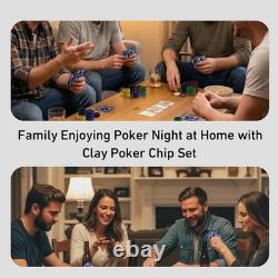 Clay Poker Chips Set 500 PCS with Denominations, 14g Clay Composite Weighted Cas