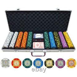 Clay Poker Chips Set 500 Piece Texas Hold'em13.5-gram Clay Chips with Case