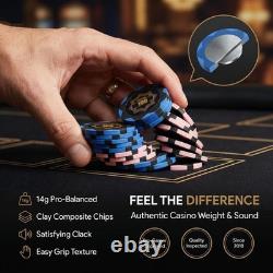 Clay Poker Chips Set 500pcs 14g Casino Grade Poker Chips with Denominati