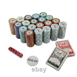 Clay Poker Chips Set Heavy Duty 14 Gram 500ct Chips Las Vegas with Aluminum Case