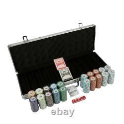 Clay Poker Chips Set Heavy Duty 14 Gram 500ct Chips Las Vegas with Aluminum Case