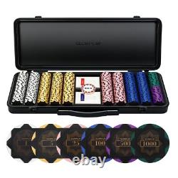 Clay Poker Chips Set for Texas Hold'em, 500 PCS with Numbered Values