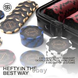 Clay Poker Chips Set for Texas Hold'em, 500 PCS with Numbered Values