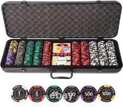 Clay Poker Chips for Texas Holdem, 500 PCS 14g Chip Set with ABS 500