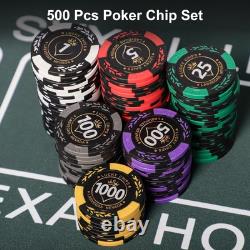 Clay Poker Chips for Texas Holdem, 500 PCS 14g Chip Set with ABS 500