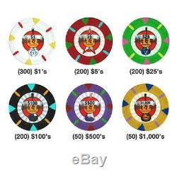 Claysmith Gaming 1000-Count'Rock Roll' Poker Chip Set in Acrylic case, 13.5gm