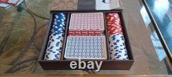 Coach Brand Poker Set Cards Dice Chips In Cloth Case Box & Ribbon NIB