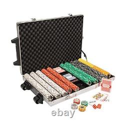 Coin Inlay Poker Chip Set Aluminum Carry Case Casino 15-Gram 1000 ct. Rolling