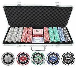 Color Combination Poker Chips Set -Silver Aluminum Case Black Interior (500 Pcs)