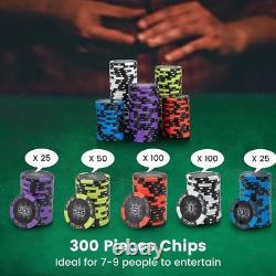 Complete 300 PCS Poker Chips Set in Aluminum Case