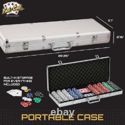 Complete 500 Piece Texas Hold'em Poker Set with Travel-Friendly Aluminum Case