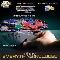 Complete 500 Piece Texas Hold'em Poker Set with Travel-Friendly Aluminum Case