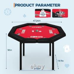 Complete 8-Player Poker Set Foldable Octagon Table With Padded Rail & Cup Holder