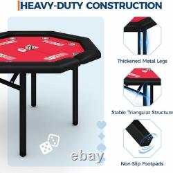 Complete 8-Player Poker Set Foldable Octagon Table With Padded Rail & Cup Holder