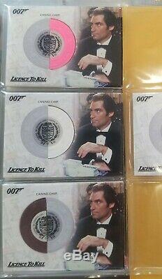 Complete James Bond Relic Card Set of 3 RC6 Poker Chips Brow, White, Pink