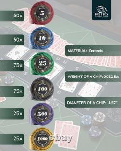 Complete Poker Set with 300 Ceramic Chips & Case for Casino Games