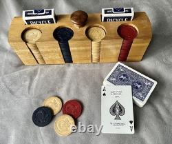 Complete Set 1908 Design Vintage Antique Clay Poker Chips Embossed withRams Head