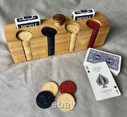 Complete Set 1908 Design Vintage Antique Clay Poker Chips Embossed withRams Head