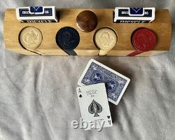 Complete Set 1908 Design Vintage Antique Clay Poker Chips Embossed withRams Head