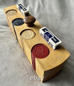 Complete Set 1908 Design Vintage Antique Clay Poker Chips Embossed withRams Head