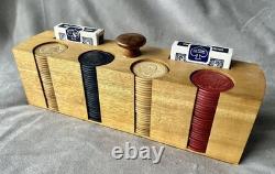 Complete Set 1908 Design Vintage Antique Clay Poker Chips Embossed withRams Head