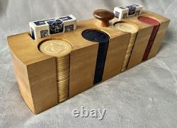 Complete Set 1908 Design Vintage Antique Clay Poker Chips Embossed withRams Head