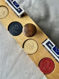 Complete Set 1908 Design Vintage Antique Clay Poker Chips Embossed withRams Head