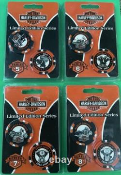 Complete Set of 10 Harley Davidson Poker Chips Limited Edition Series 1903-2017