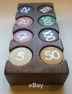 Complete set 1900 Faro Roulette Wood Marker Chip Set Rack gambling hall saloon