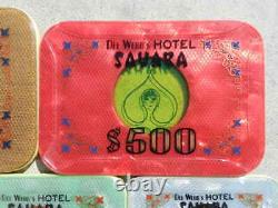 Complete set 5 1974 Sahara Casino Baccarat $1000 $500 Plaques Las Vegas chips #2