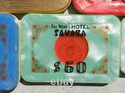 Complete set 5 1974 Sahara Casino Baccarat $1000 $500 Plaques Las Vegas chips #2