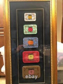 Complete set of 5 Sahara Casino Baccarat $1000 $500 Plaques Las Vegas chips