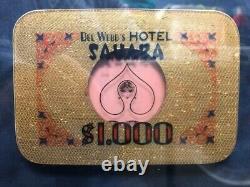 Complete set of 5 Sahara Casino Baccarat $1000 $500 Plaques Las Vegas chips