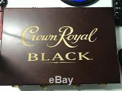 Crown Royal Black Poker Chip Set with Crown Royal Black logo Wooden Case