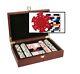 DA VINCI Mahogany Wood Poker Chip Set with Dice Striped 11.5 Gram Chips