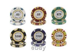 DA VINCI Monte Carlo Poker Club Set of 500 14 Gram 3 Tone Chips with Upgraded