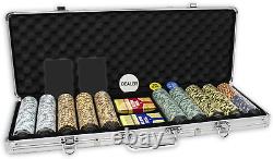 DA VINCI Monte Carlo Poker Club Set of 500 14 Gram 3 Tone Chips with Upgraded Al