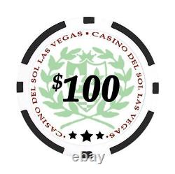 DA VINCI Set of of 750 Casino Del Sol 11.5 Gram Poker Chips with Case, Cards