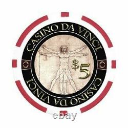 Da Vinci Masterworks Poker Chip Set with 500 Chips with Denominations, 2 Deck