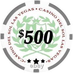 Da Vinci Professional Set of 500 11.5 Gram Casino Del Sol Poker Chips with Denom
