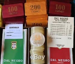 Dal Negro Exquisite 272 piece Poker Chip Set in Beautiful Walnut Box