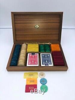 Dal Negro Of Italy Walnut Poker Chip Set With 2 Decks Of Cards