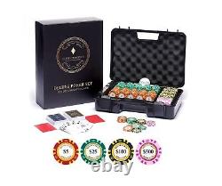 Deluxe 300 Poker Chips Set Poker Set 300 Chips, Shock Resistant Case, 2 Ton