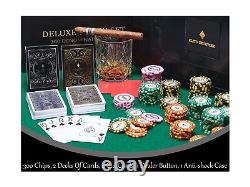 Deluxe 300 Poker Chips Set Poker Set 300 Chips, Shock Resistant Case, 2 Ton