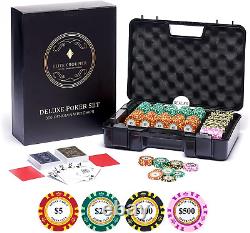 Deluxe 300 Poker Chips Set Poker Set 300 Chips, Shock Resistant Case, 2 Tones