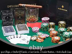 Deluxe 300 Poker Chips Set Poker Set 300 Chips, Shock Resistant Case, 2 Tones