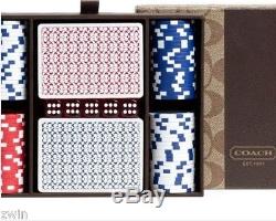 Designer COACH gift for MAN CAVE GAMBLING SET playing cards chip dice poker new